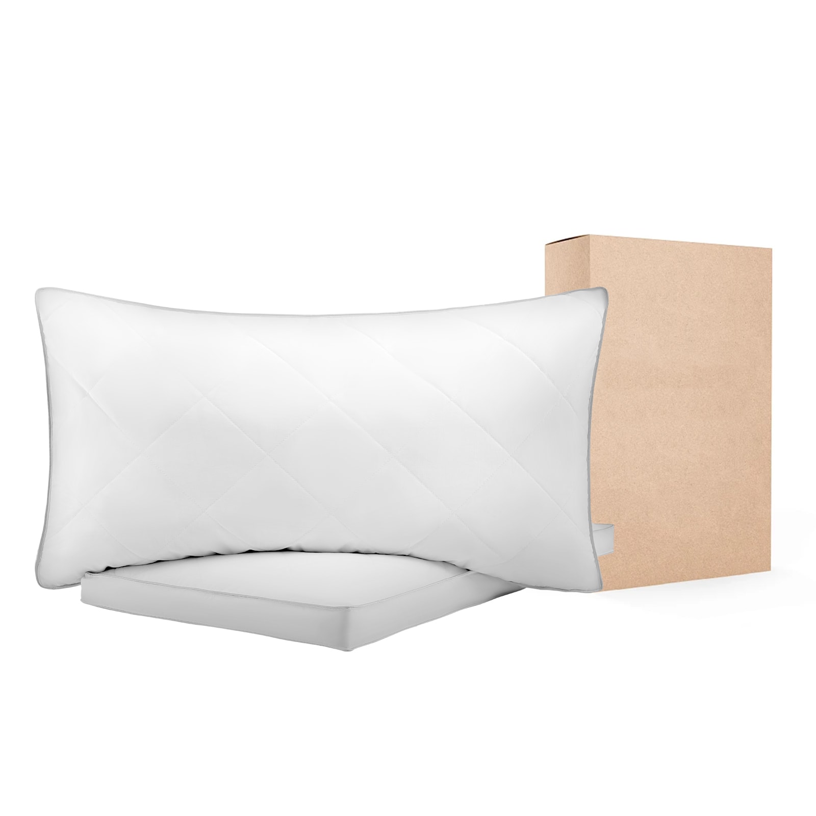 Luxury Hotel Bed Pillows Set Of 2 Supportive Down Alternative White_voghion.com